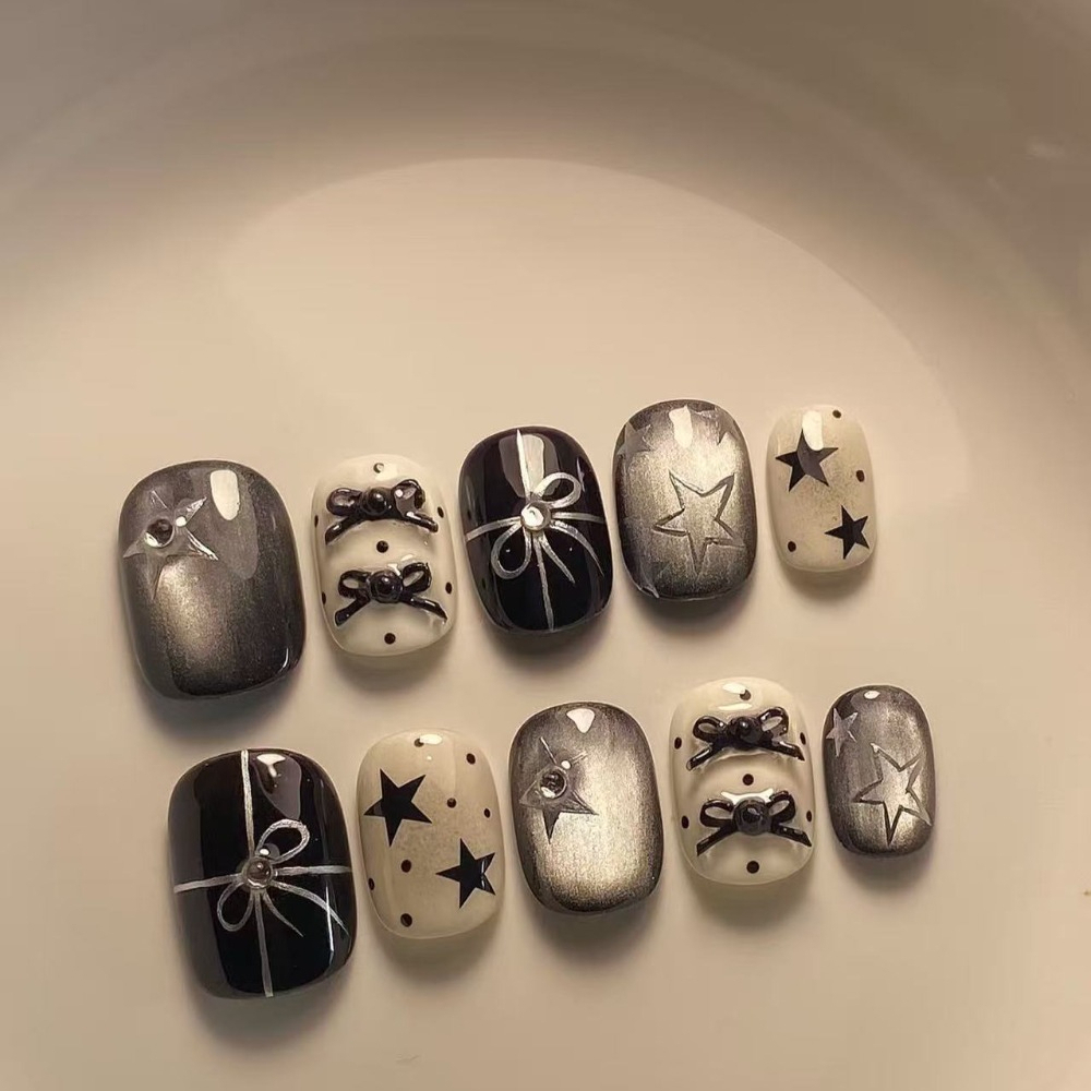 Nail Art Cat Eye Simple - 10 piezas Otoño Invierno Simple negro