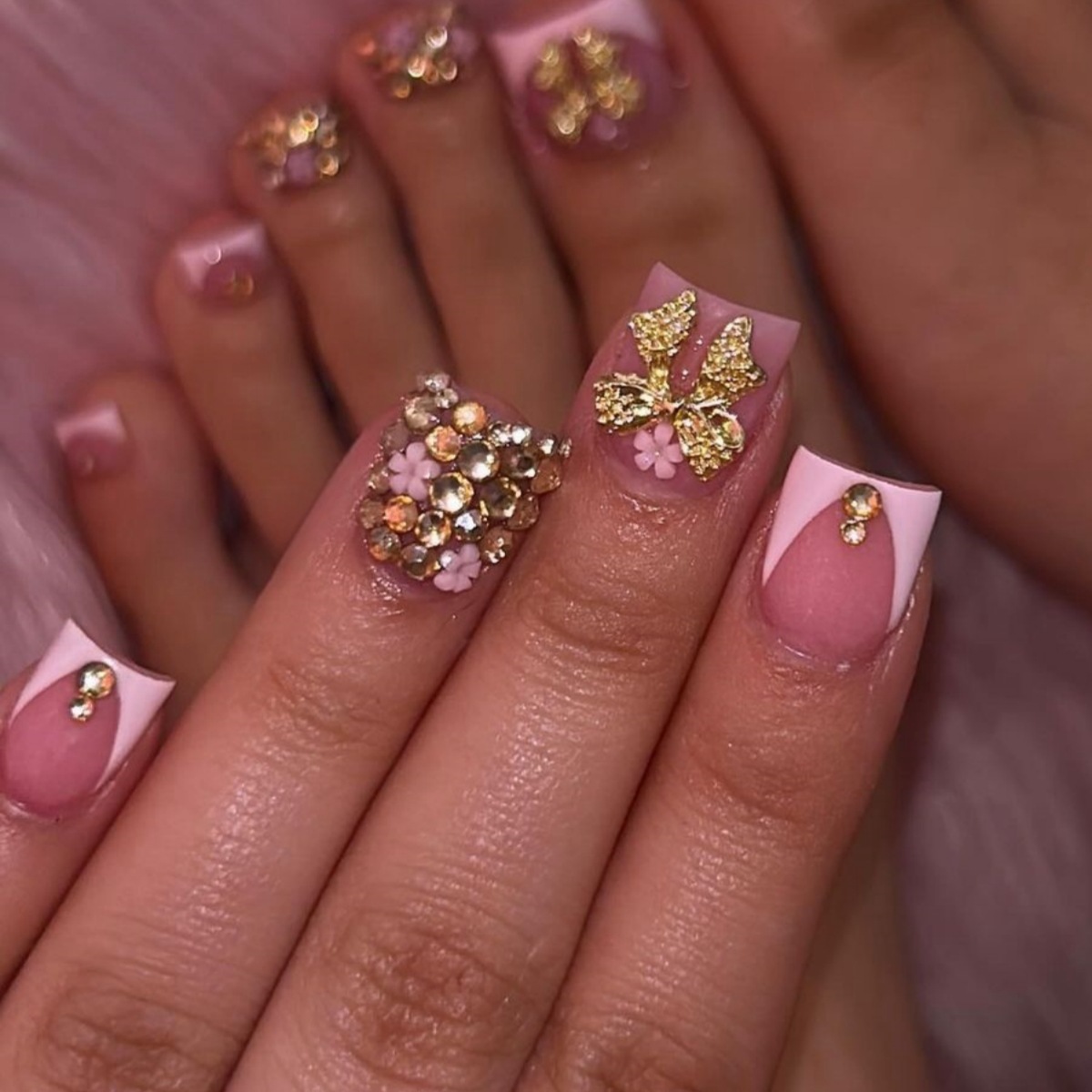 Nail Art Full Design - 24 Uds. De uñas postizas francesas