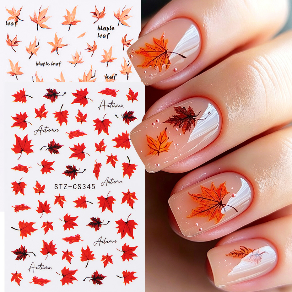 Nail Art Full Design - 2 pegatinas de uñas con hojas