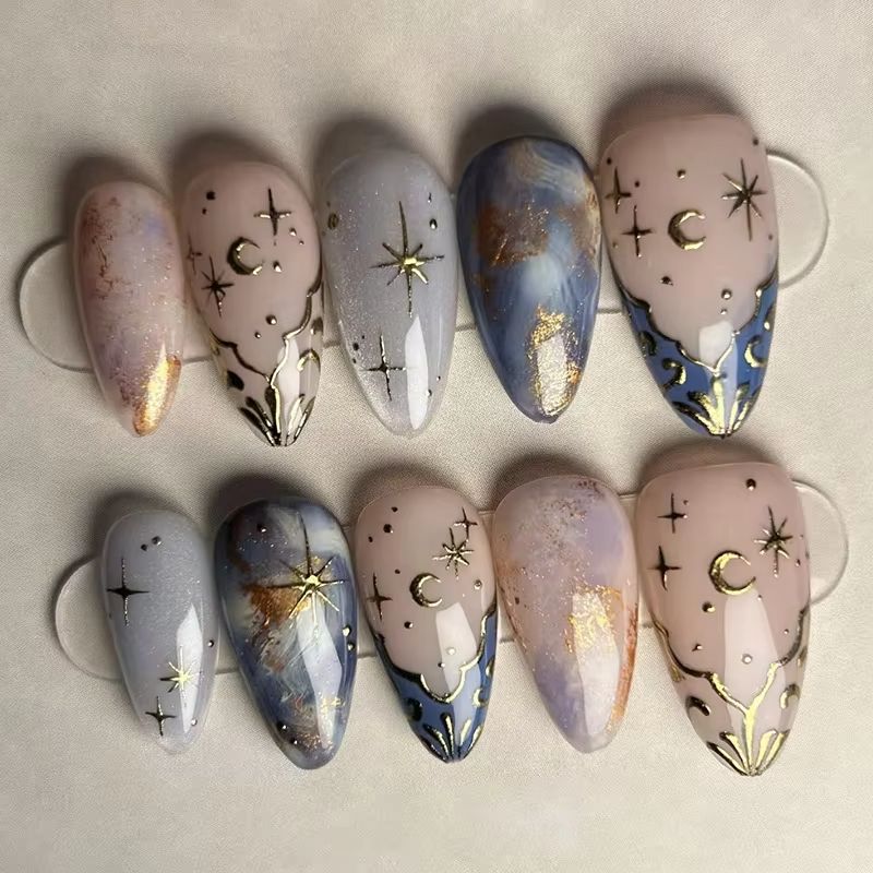 Nail Art Maroon - Juego de 24 Uds de uñas