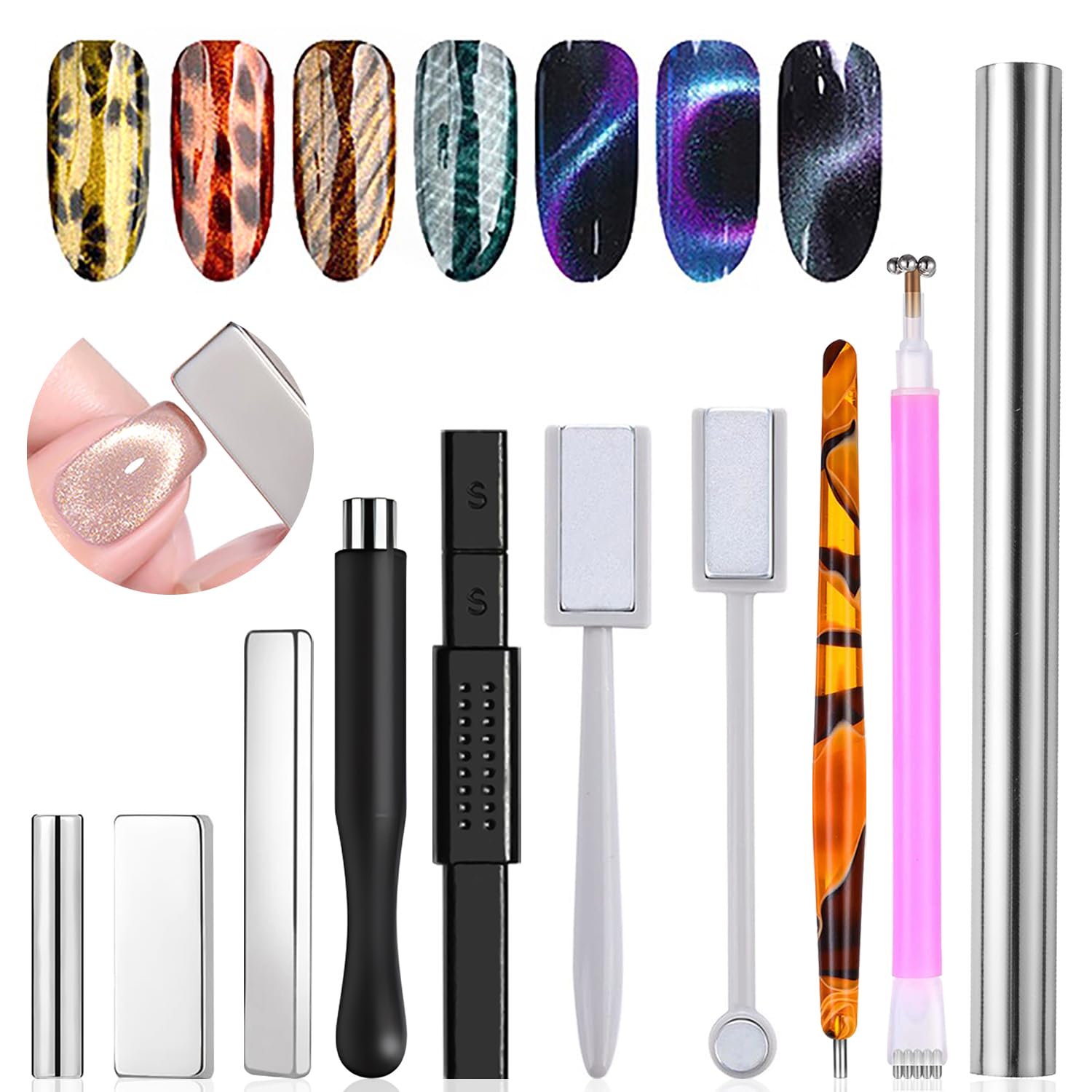 Nail Gel Polish Set - Juego de 10 Varitas Magnéticas para