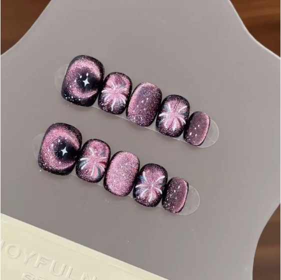 Nail Art Cat Eye Simple - 10 Uds. De uñas postizas de