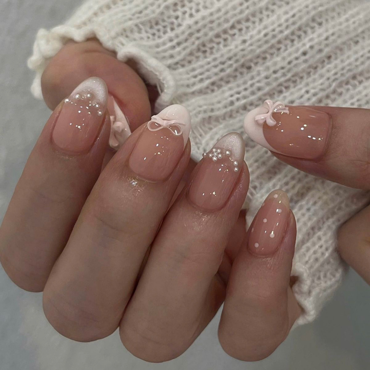Nail Art Cat Eye Simple - 24 Uñas Postizas Francesas Simples con
