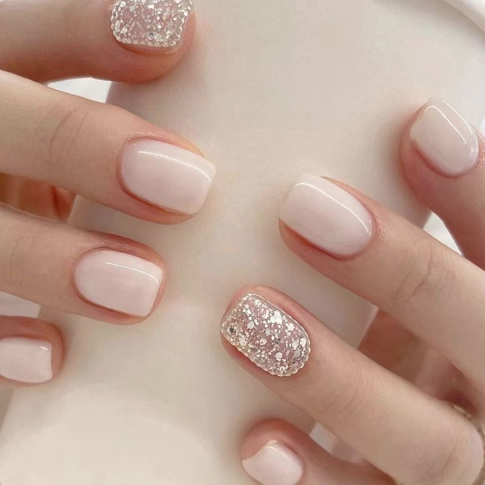 Nail Art Full Design - Uñas postizas francesas cuadradas cortas con