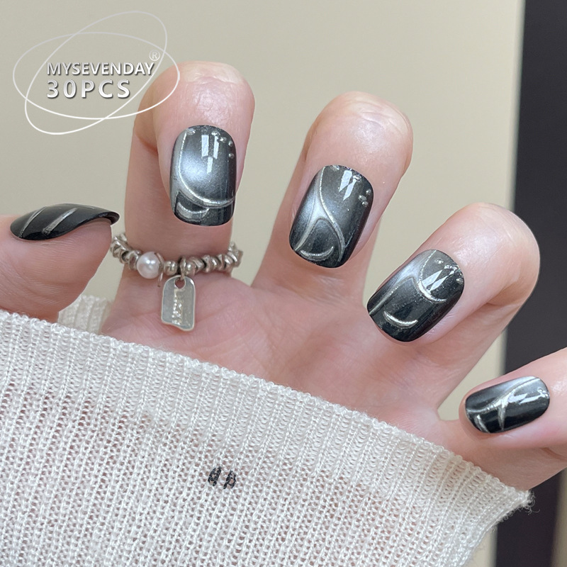 30 piezas de uñas postizas neg - Nail Art Cat Eye Simple reseña y precio