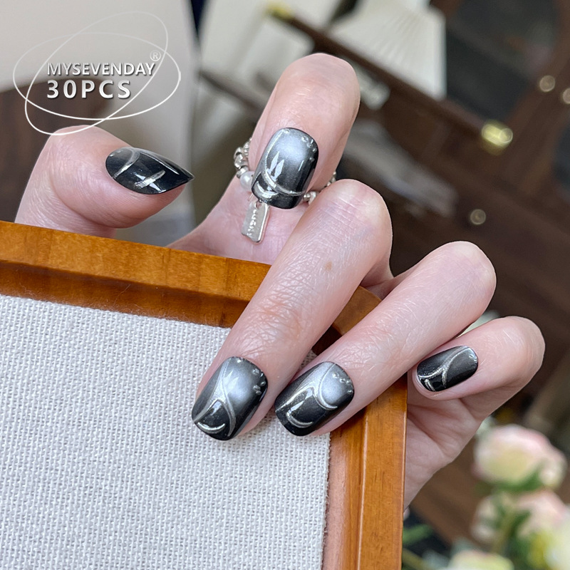 30 piezas de uñas postizas neg - Nail Art Cat Eye Simple reseña y precio