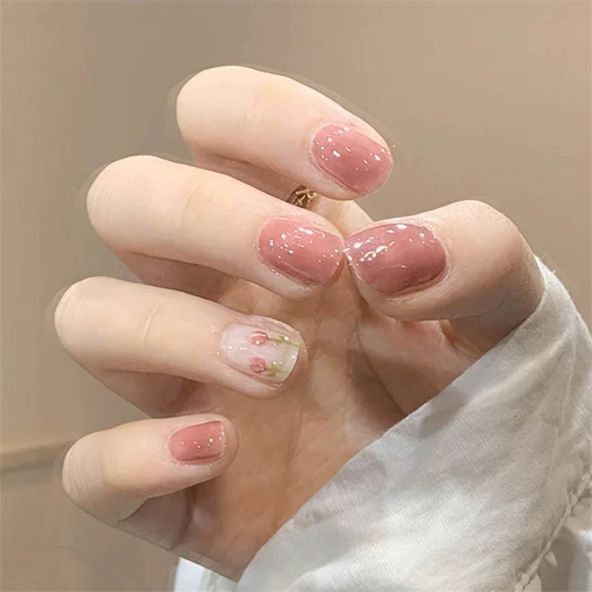 24 Uds. De uñas postizas corta - Nail Art Maroon reseña y precio