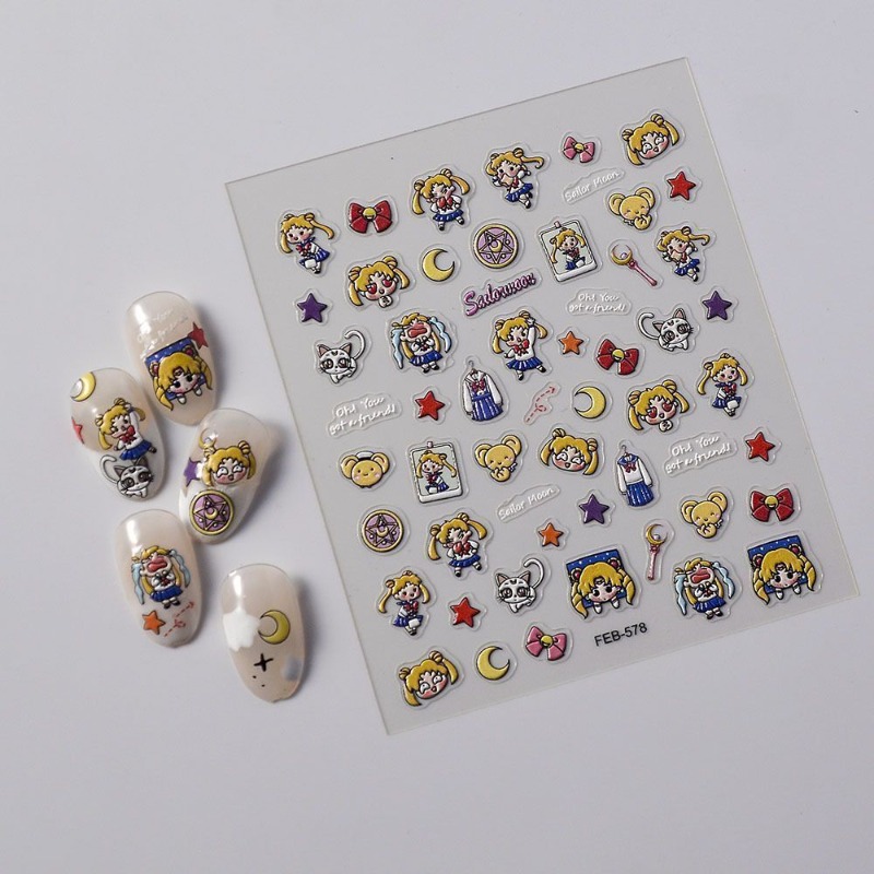 Nuevas pegatinas de Sailor Moo - Nail Art Maroon reseña y precio