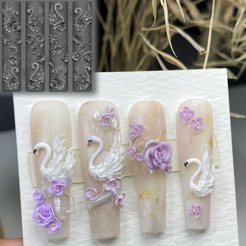 Elegante cisne Rosa arco 3D fl - Nail Art Elegant reseña y precio
