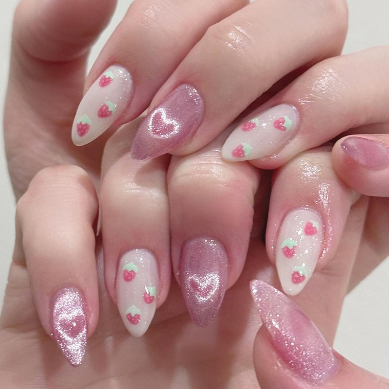 24 Uñas Postizas Almendradas c - Nail Art Cat Eye Simple reseña y precio