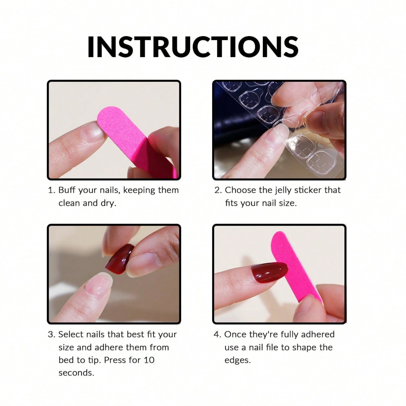 Uñas Postizas Medianas Almendr - Nail Art Maroon reseña y precio