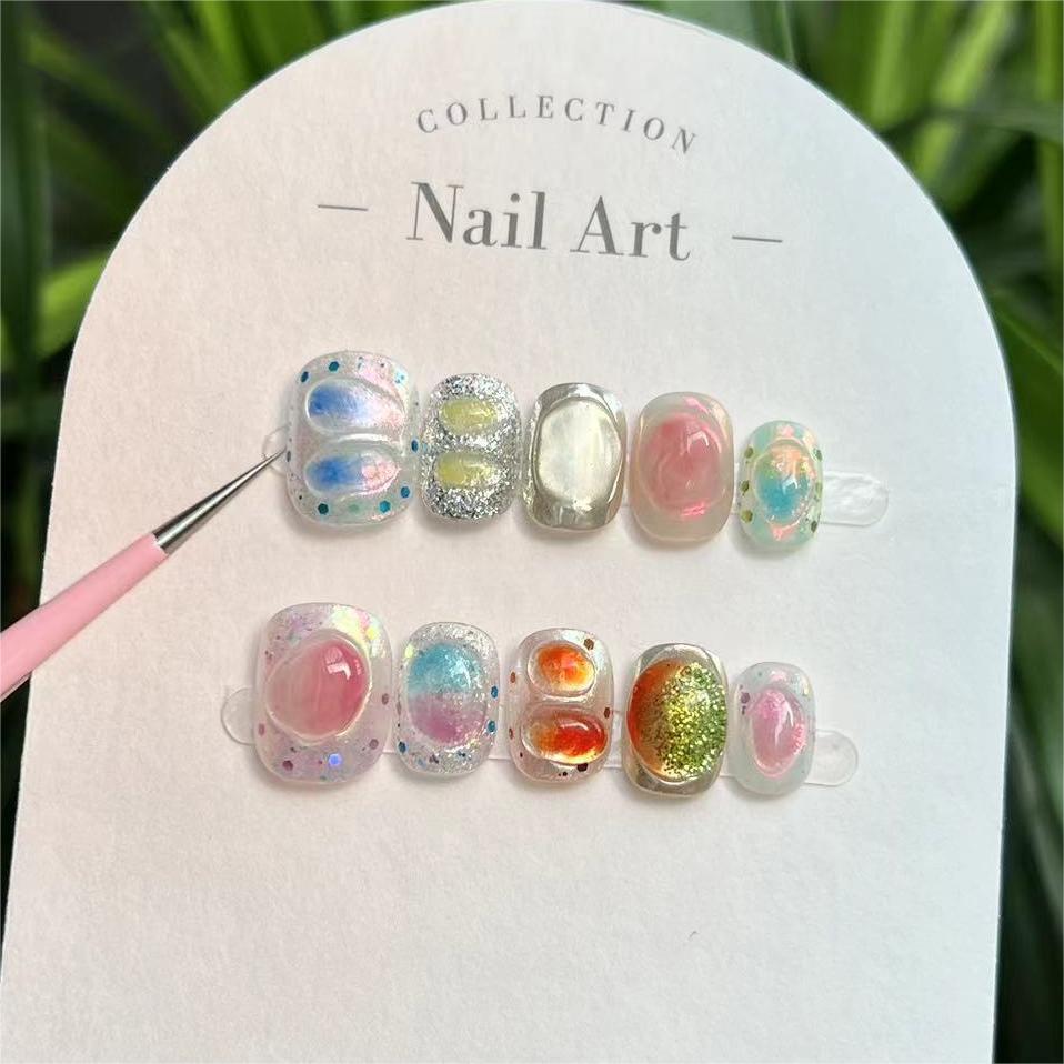 10 Uñas Postizas Cortas Negras - Nail Art Cat Eye Simple reseña y precio