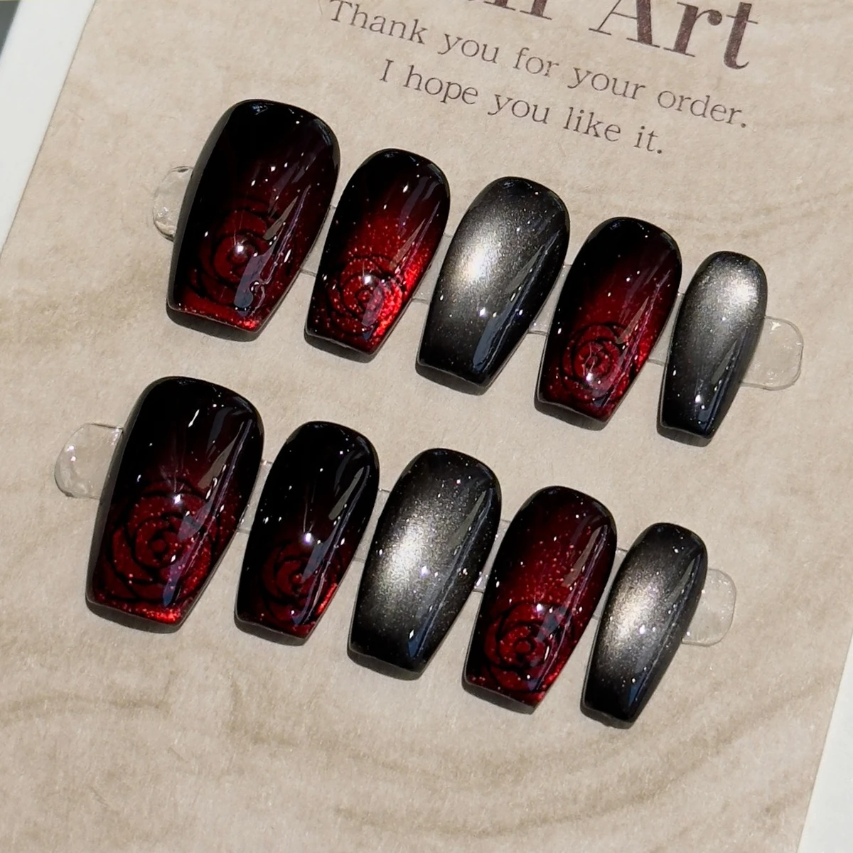 10 Uds. Uñas Postizas Retro Ot - Nail Art Cat Eye Simple reseña y precio